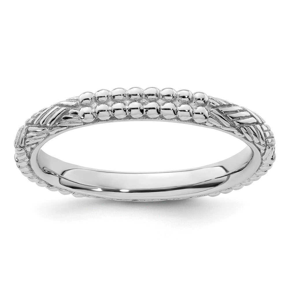 Sterling Silver Stackable Expressions Rhodium-plated Patterned Ring Size -8