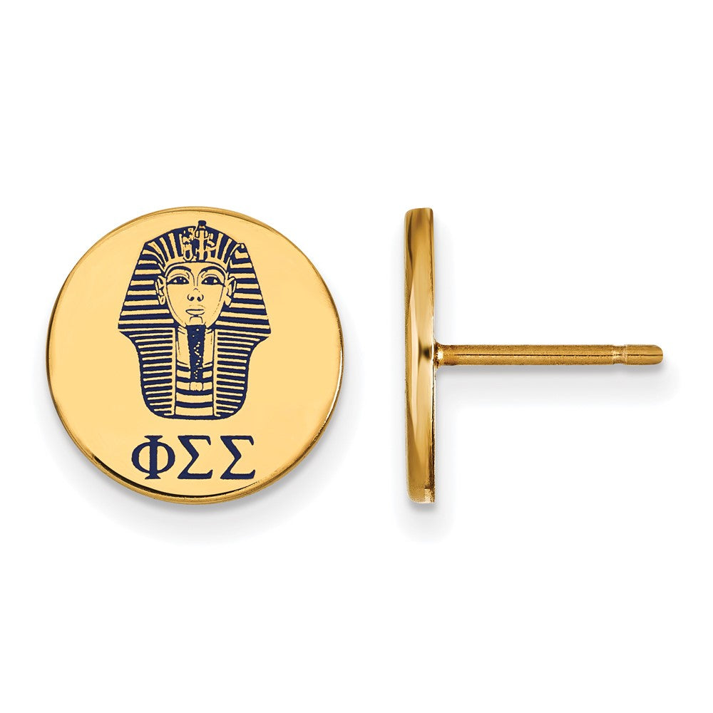 Sterling Silver Gold-plated LogoArt Phi Sigma Sigma Sorority Symbol Color Enamel Post Earrings