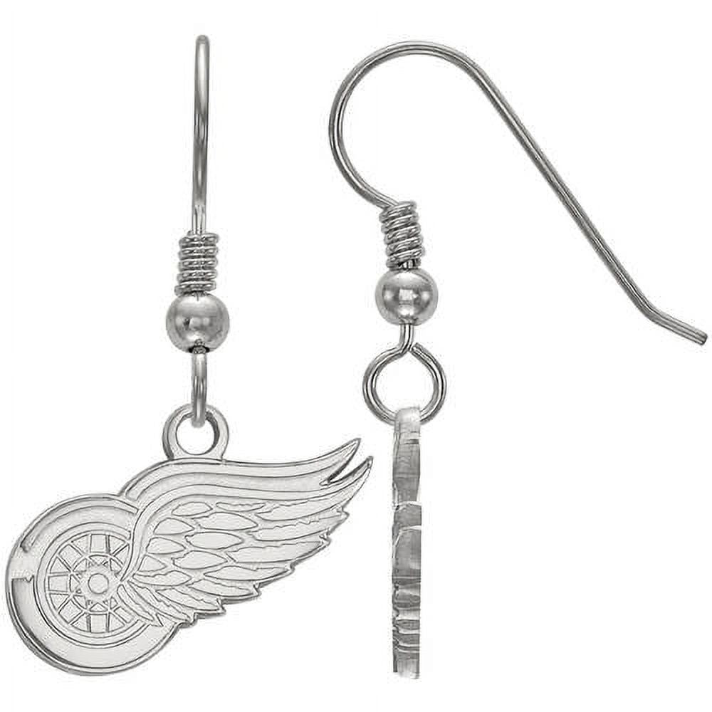 LogoArt NHL Detroit Red Wings Sterling Silver Small Dangle Earrings