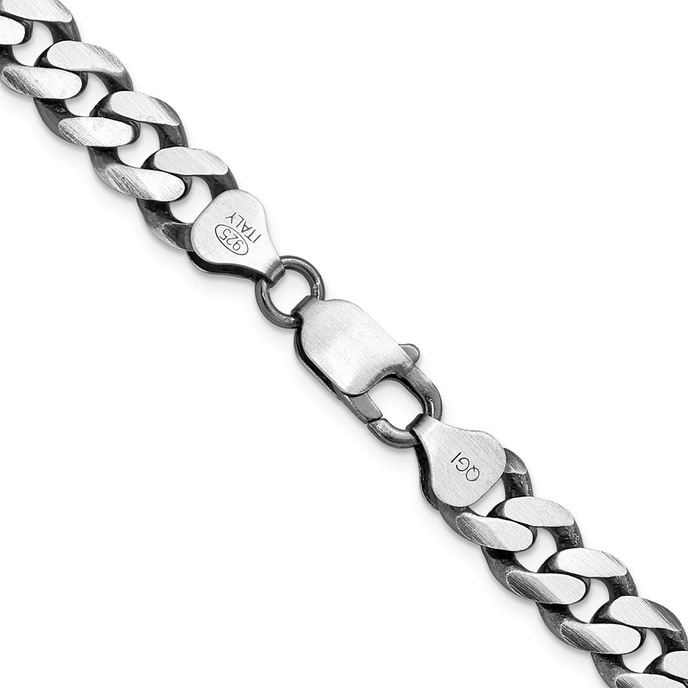 Sterling Silver Antiqued 8.3mm Curb Chain 26 Inches