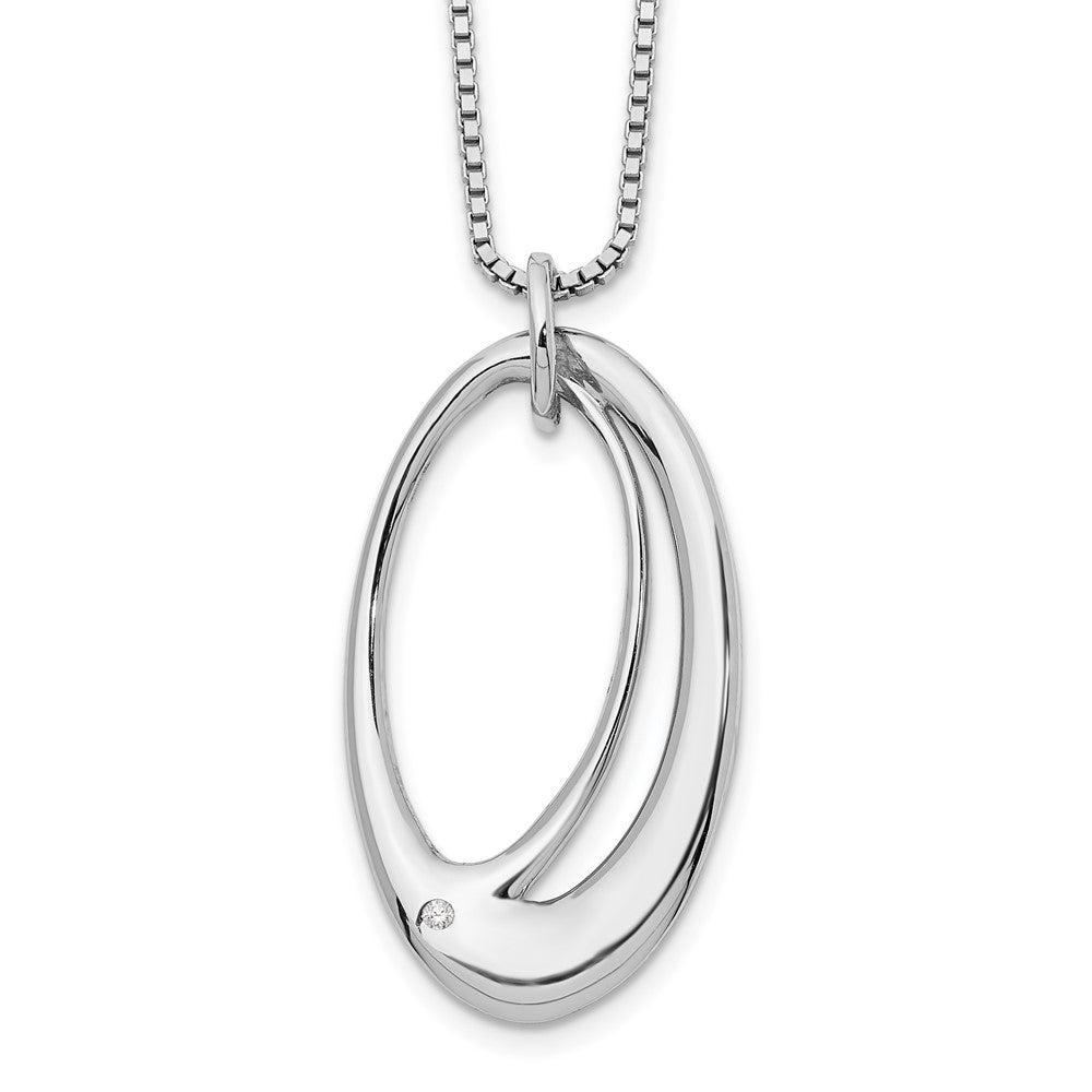 White Ice Sterling Silver Rhodium-plated 18 Inch Open Oval Diamond Necklace with 2 Inch Extender 18 Inches