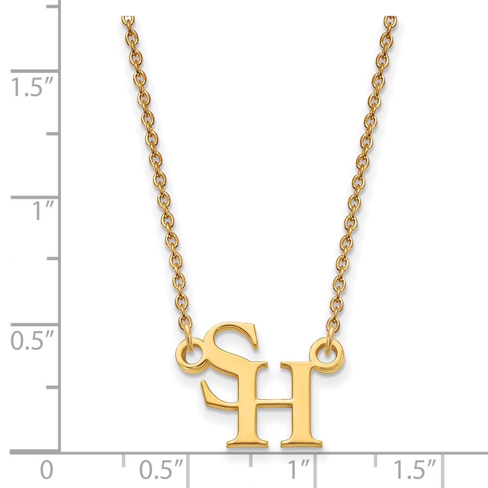 Sterling Silver w/ 14K Yellow Gold-Plated Official Licensed Collegiate 18in Sam Houston State U (SHSU) Small Pendant w/Necklace