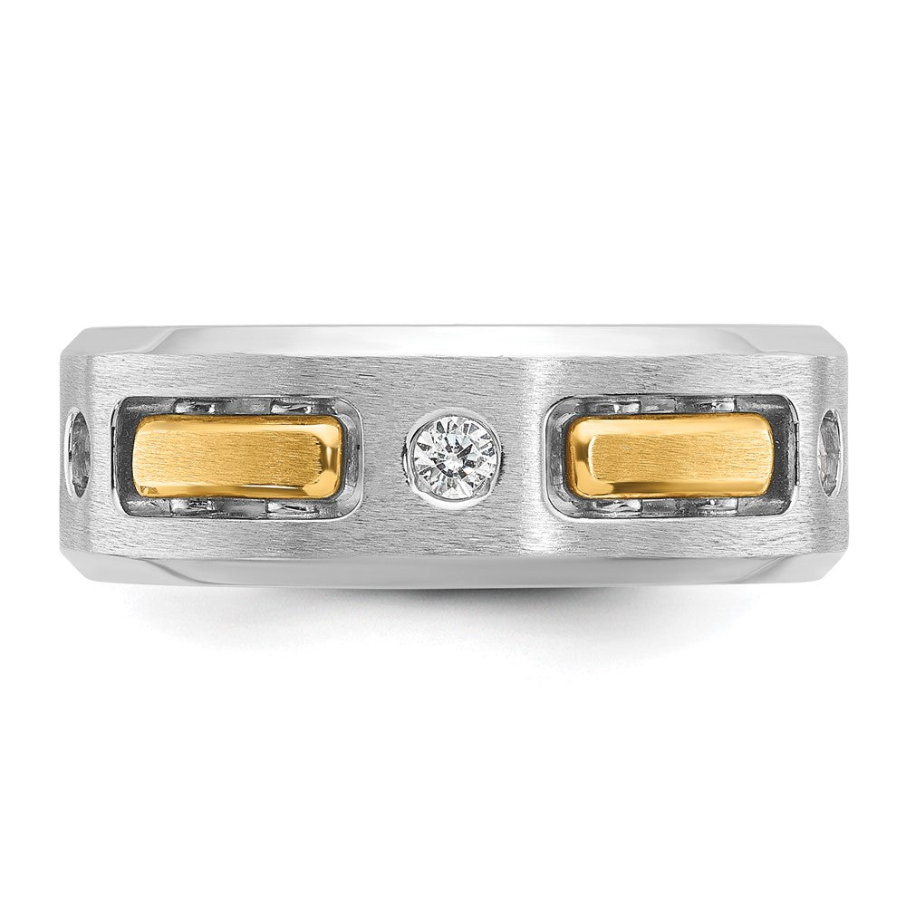 IBGoodman 14k Two-tone 1/6 carat Lab Grown Diamond VS/SI+ G+ Polished and Satin Cut-Out Three Stone Complete Men's Ring