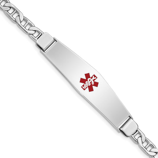 Sterling Silver Rhodium-plated Medical ID Anchor Link Bracelet 8 inches