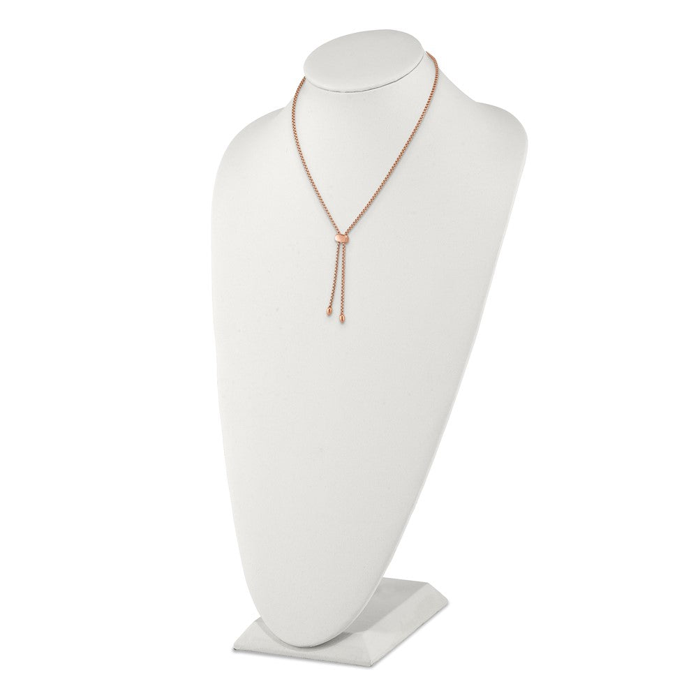 Stainless Steel Polished Rose IP-plated Adjustable up to 20.5in Necklace