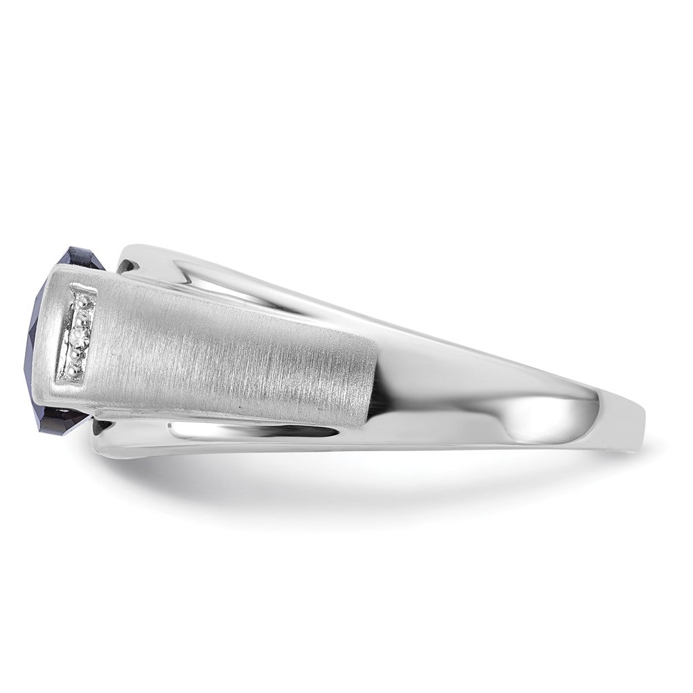 Sterling Silver Satin & Polished ANC CR Sapphire & Diamond Ring