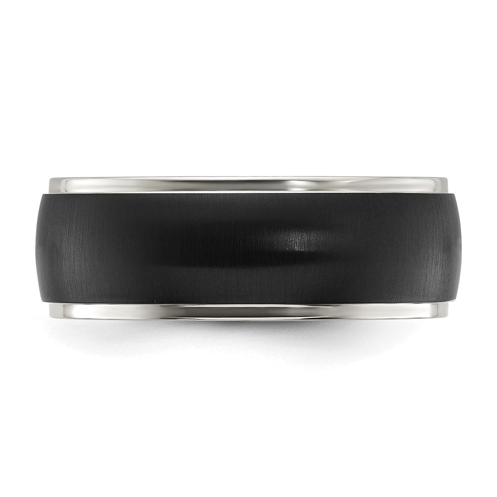 Chisel Stainless Steel Polished with Brushed Black IP-plated Center 8mm Band Size - 11.5