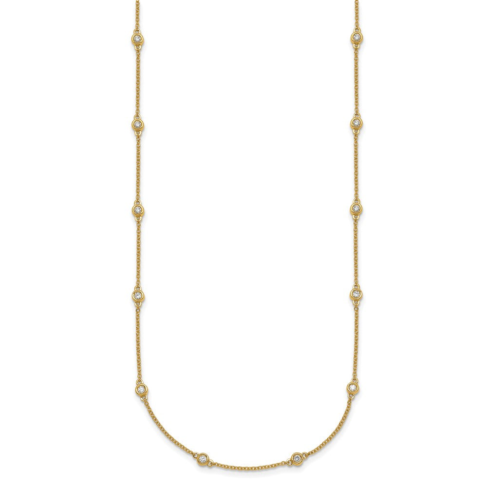 14k Complete 1/2 carat Bezel-set Diamond and Cable Chain 20-Station 20 inch Necklace