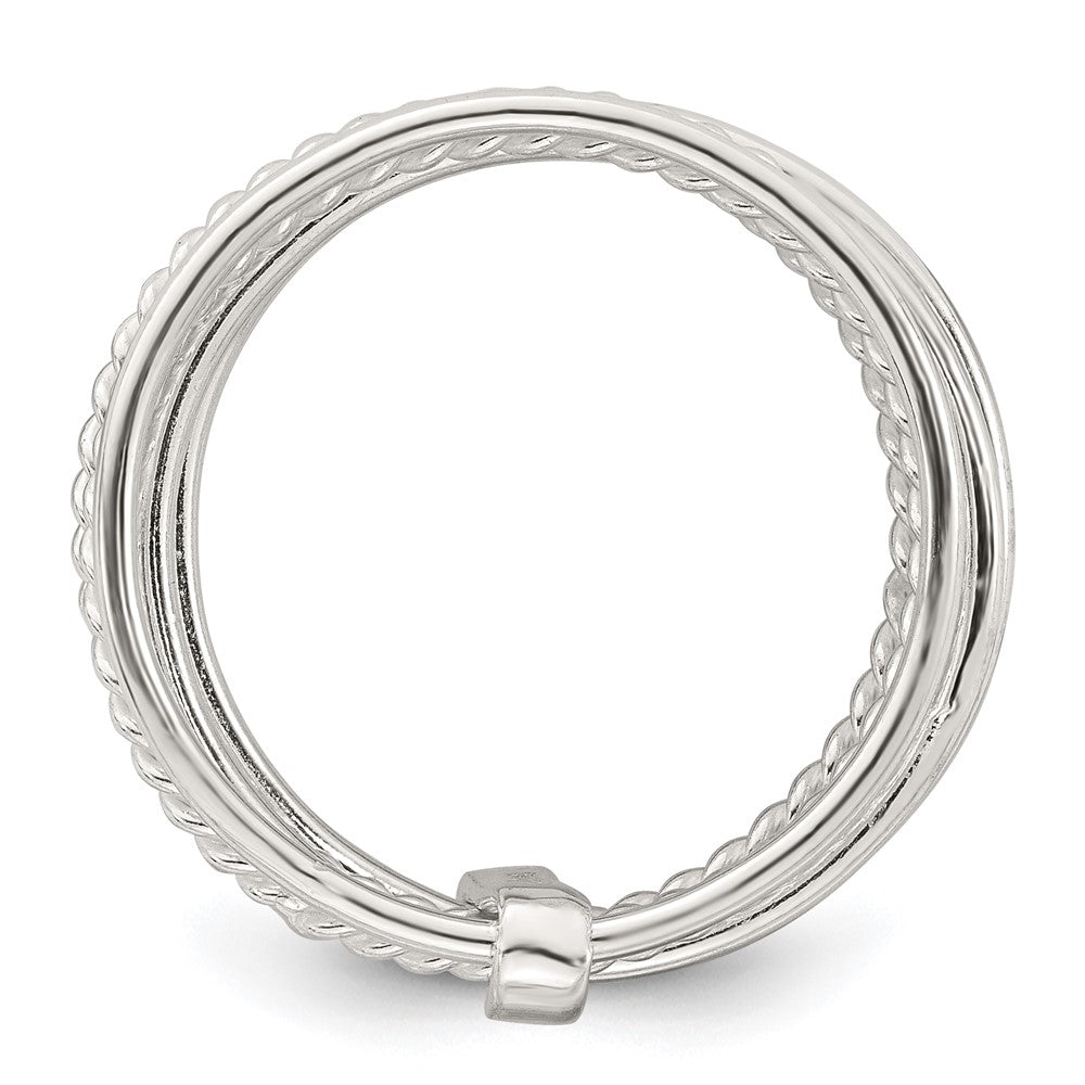 Sterling Silver Polished and Textured Twisted Multi-Band Size 6 Ring