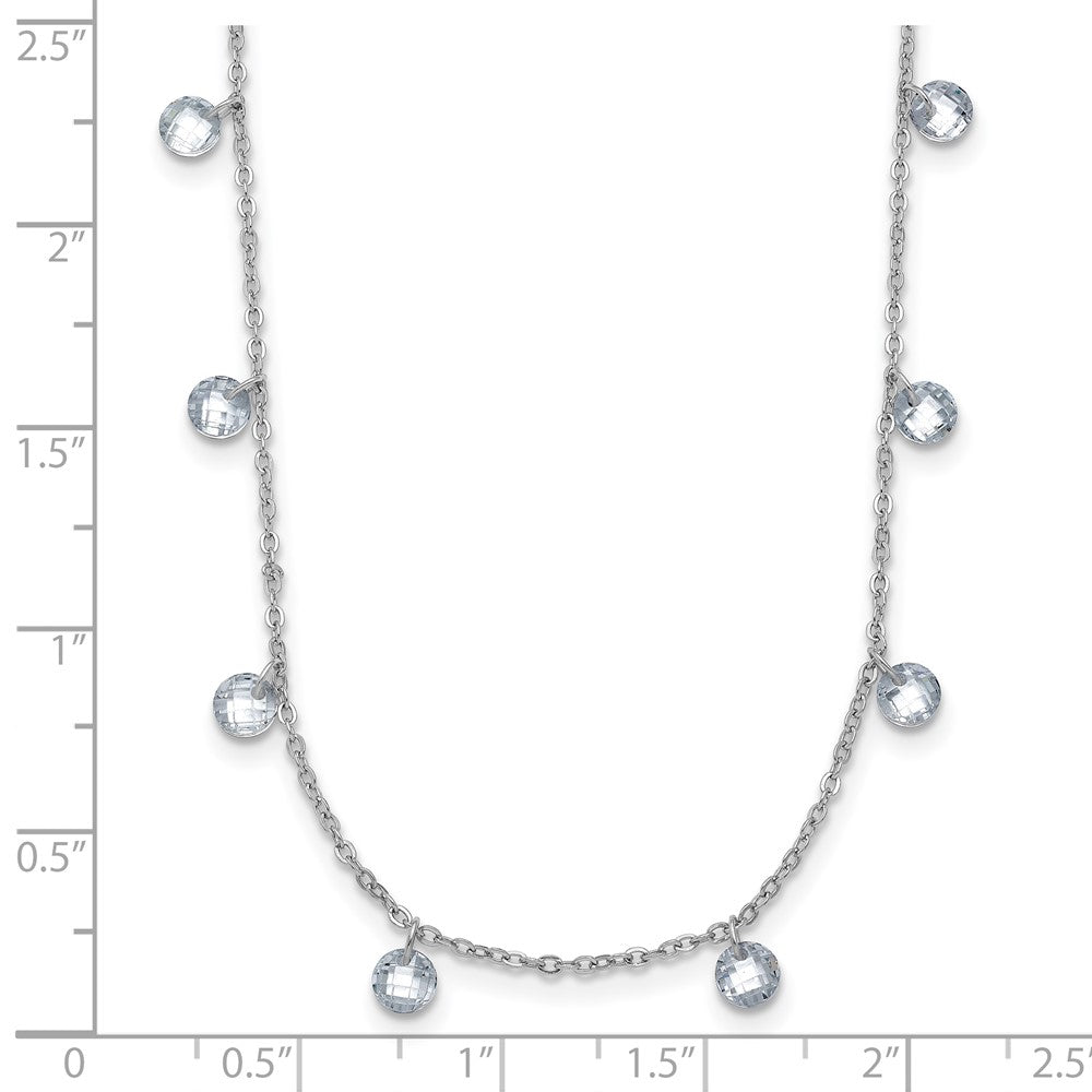 Sterling Silver Rhodium-plated CZ w/1in ext. Necklace