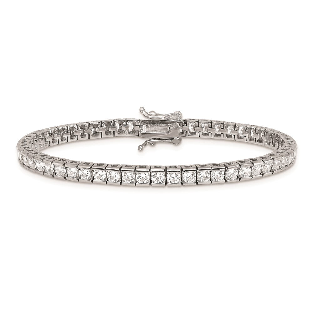 Sterling Silver Rhodium-plated CZ 7 inch Tennis Bracelet 7 inches