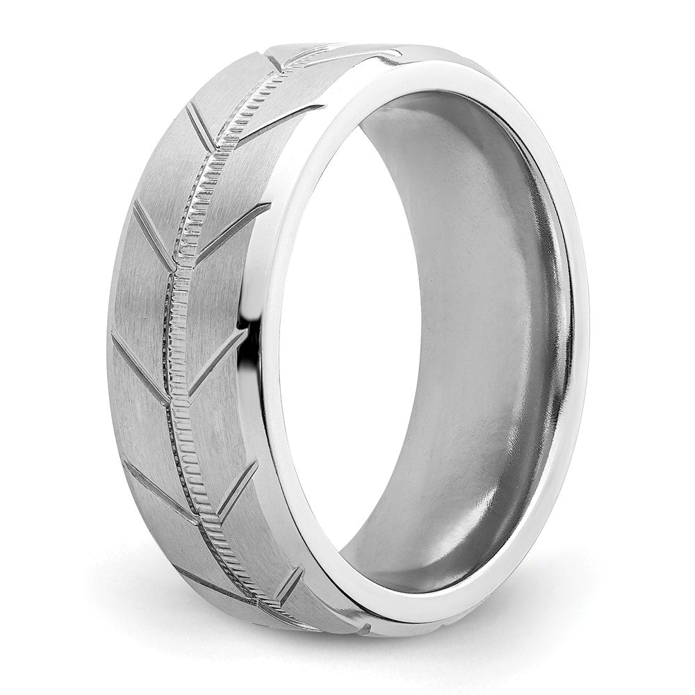 Cobalt Brushed and Polished Beveled 8mm Band Size - 8
