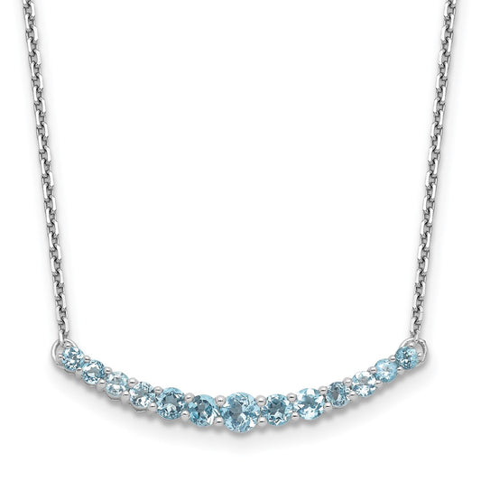 Sterling Silver Rhodium-plated Blue Topaz Pendant w/Necklace 18 Inches