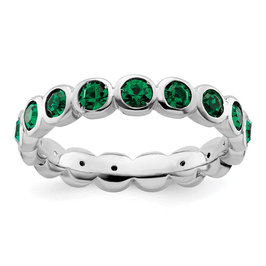 Sterling Silver Stackable Expressions May Crystal Ring Size -6
