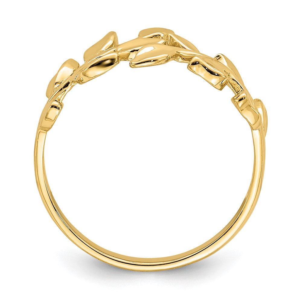 14K Polished Leaf Ring Size 7