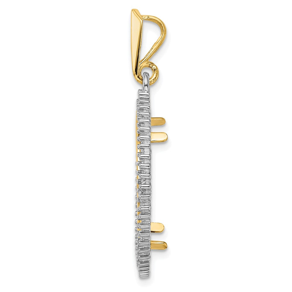 Wideband Distinguished Coin Jewelry 14k Two-tone Polished Diamond Circle 21.6mm Prong Coin Bezel Pendant Mounting