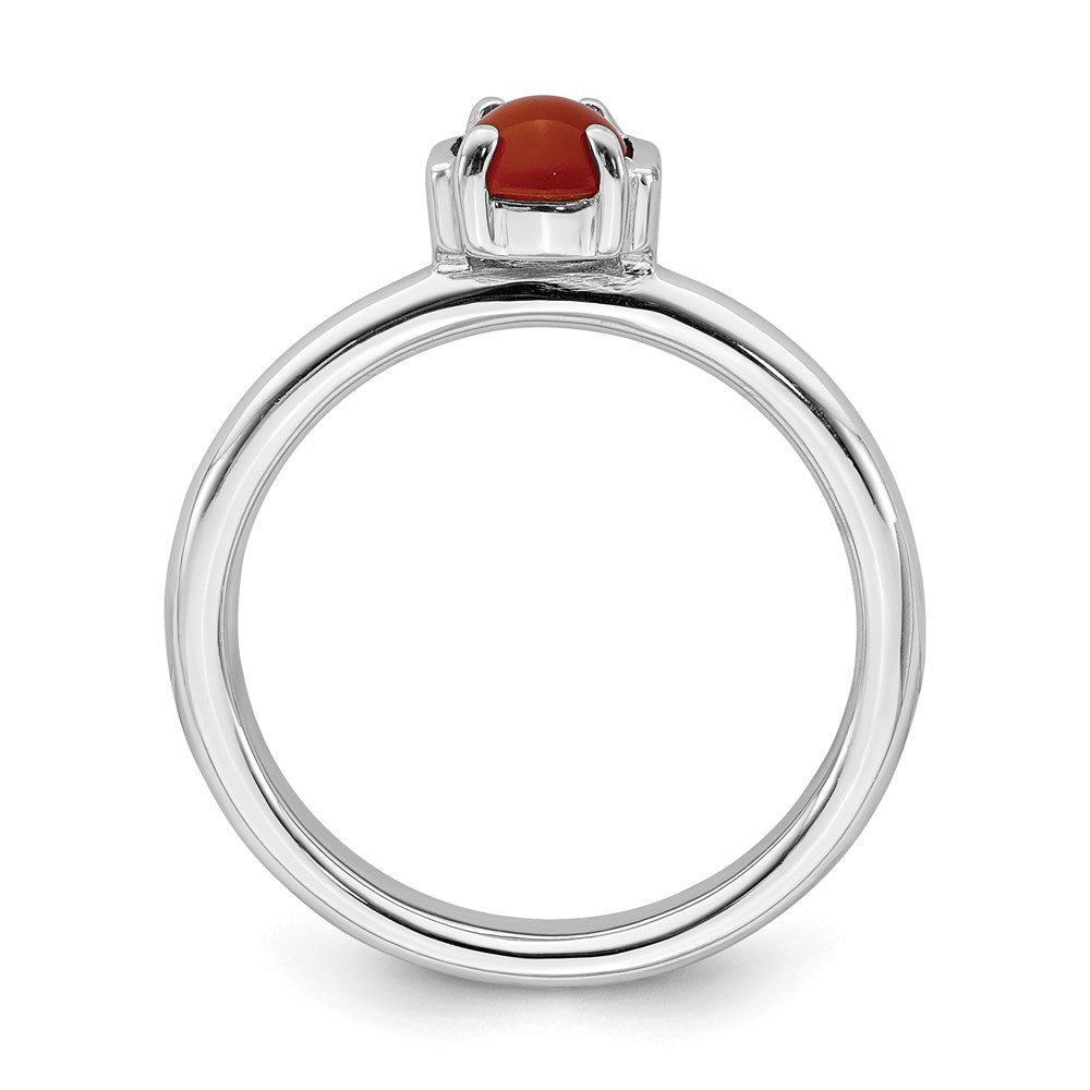 Sterling Silver Stackable Expressions Polished Red Agate Ring Size -9