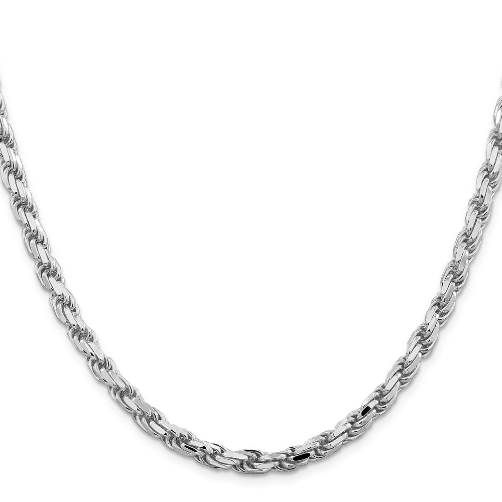 Sterling Silver Rhodium-plated 5.75mm Diamond-cut Rope Chain 24 Inches