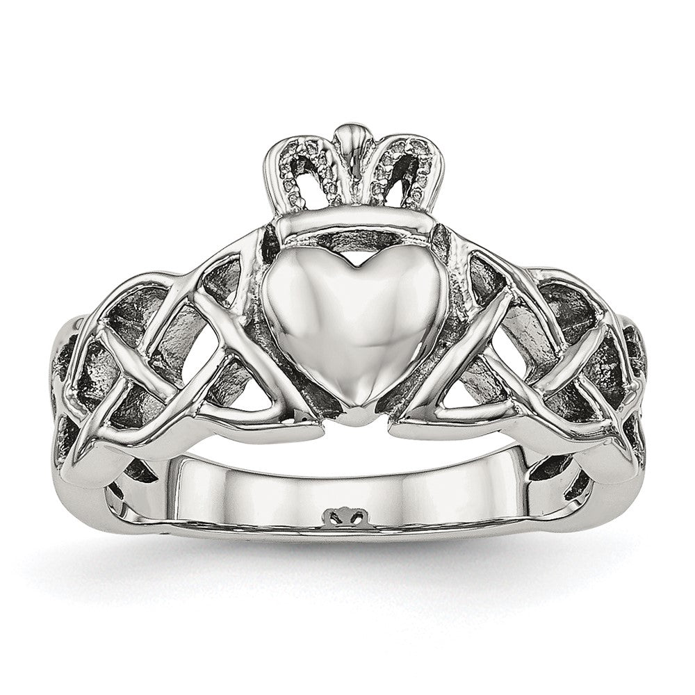 Stainless Steel Polished Claddagh Ring Size - 8