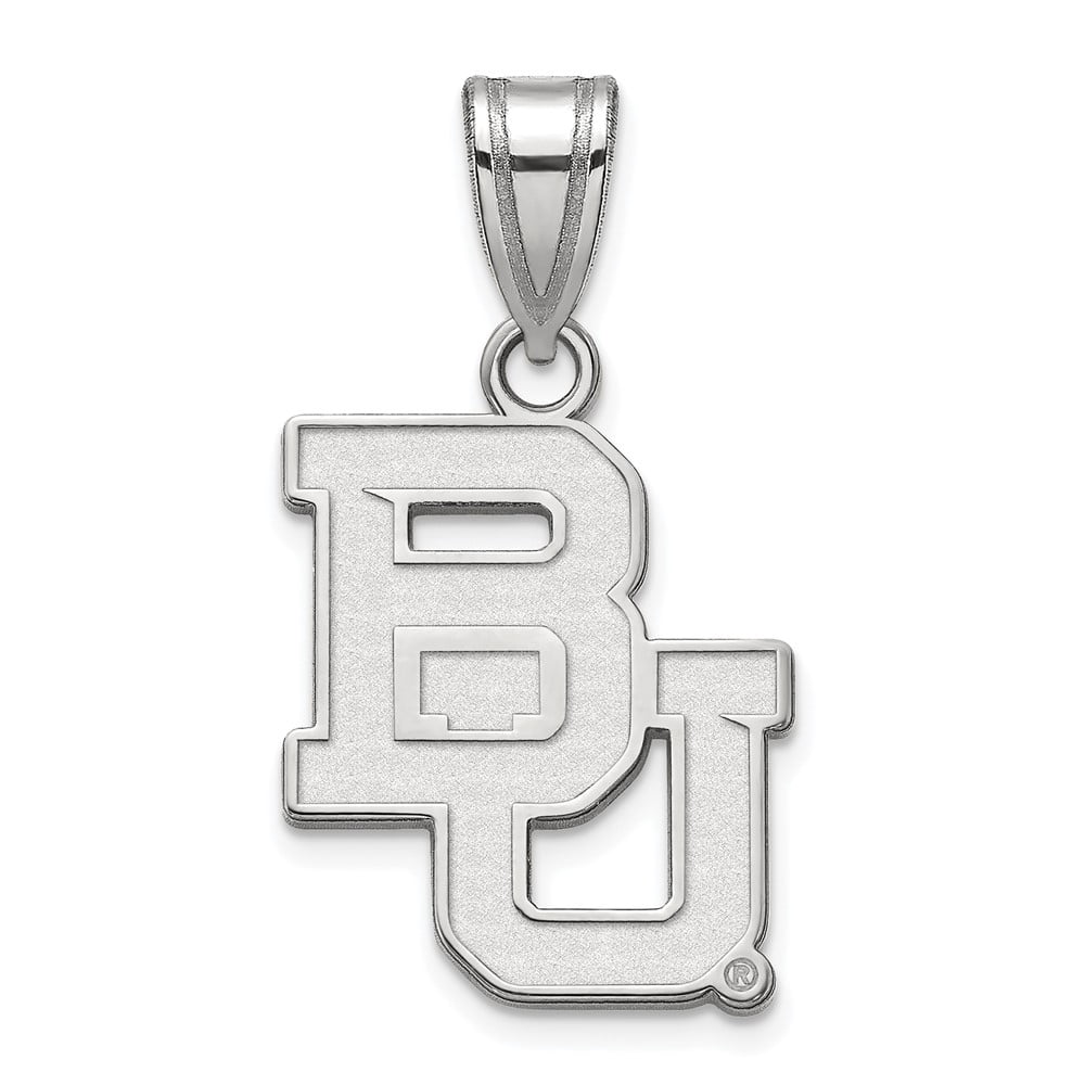 Sterling Silver Rhodium-plated LogoArt Baylor University Bears Medium Pendant Q-SS003BU