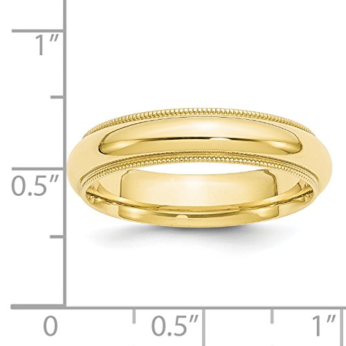 10k Yellow Gold 5mm Milgrain Half Round Comfort Fit Wedding Band Size 7