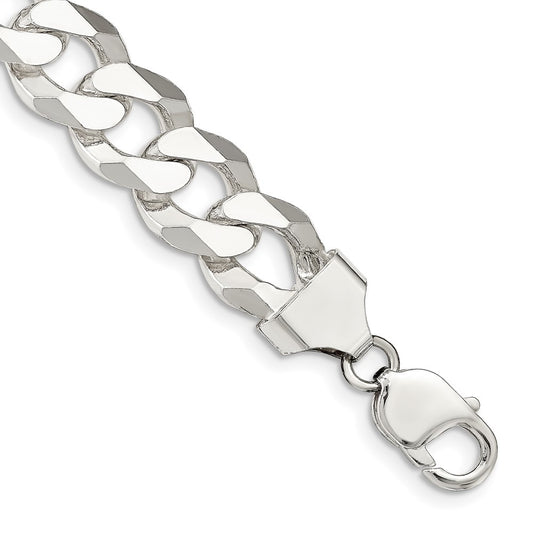 Sterling Silver 14mm Beveled Curb Chain 8 inches
