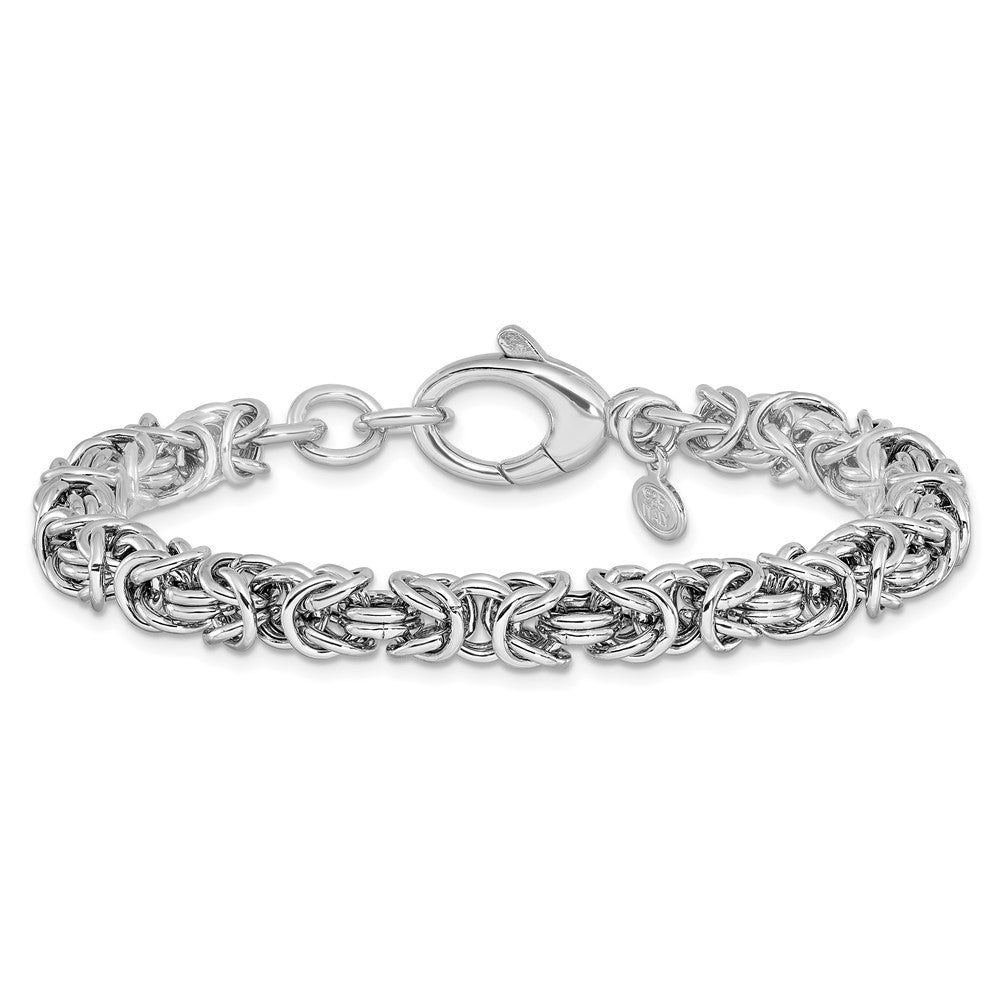 Sterling Silver Rhodium-plated w/ .5in ext Byzantine Bracelet 7.5  inches