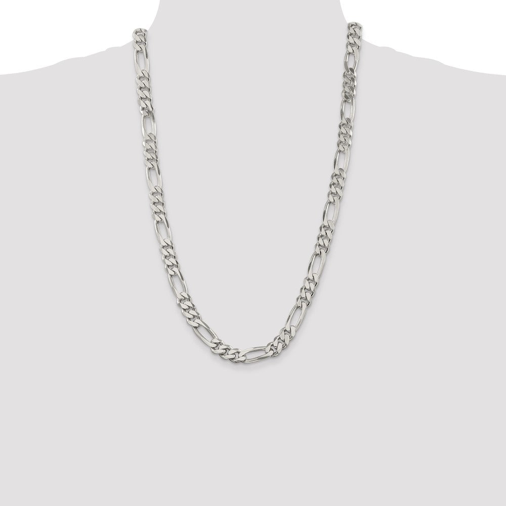 Sterling Silver 9mm Figaro Chain 26 Inches