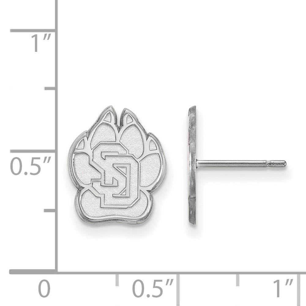 Sterling Silver Rhodium-plated LogoArt University of South Dakota Small Post Earrings QSS004USD