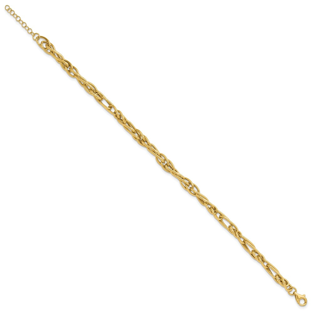 10K Polished Fancy Link w/1in ext. Bracelet 8.5  inches