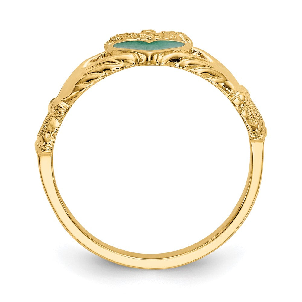 14k Enamel Claddagh Ring Size 7