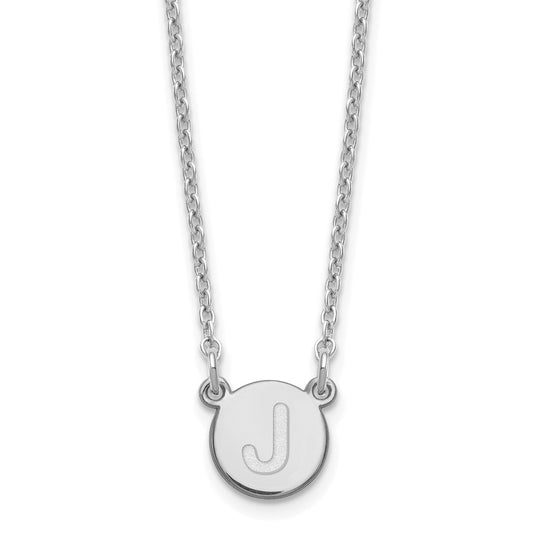 Sterling Silver Rhodium-plated Tiny Circle Block Letter J Initial Necklace