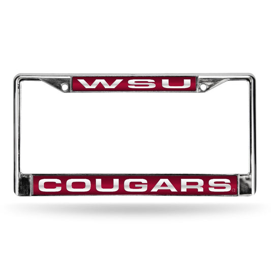 Collegiate Washington State Red Laser Chrome Acrylic License Plate Frame QGC7008