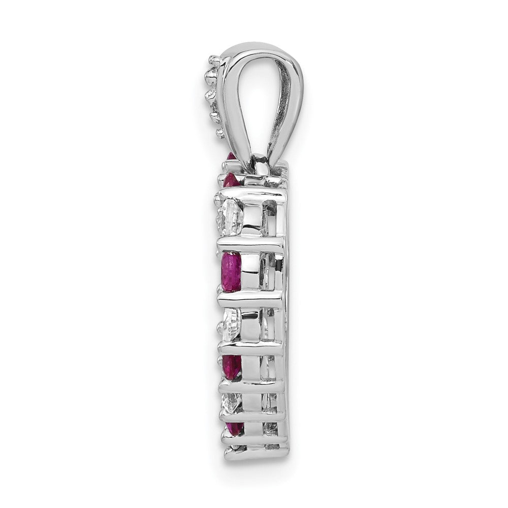 Sterling Silver Created Ruby and Created White Sapphire Heart Pendant