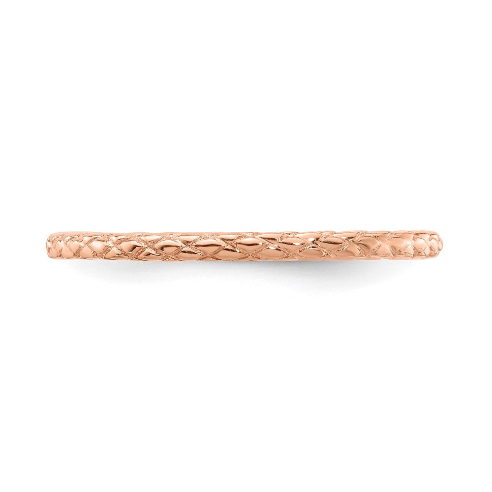 Sterling Silver Stackable Expressions Pink-plated Criss-cross Ring Size -9