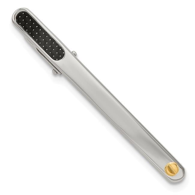 Chisel Stainless Steel Carbon Fiber 18k Accent Tie Clip