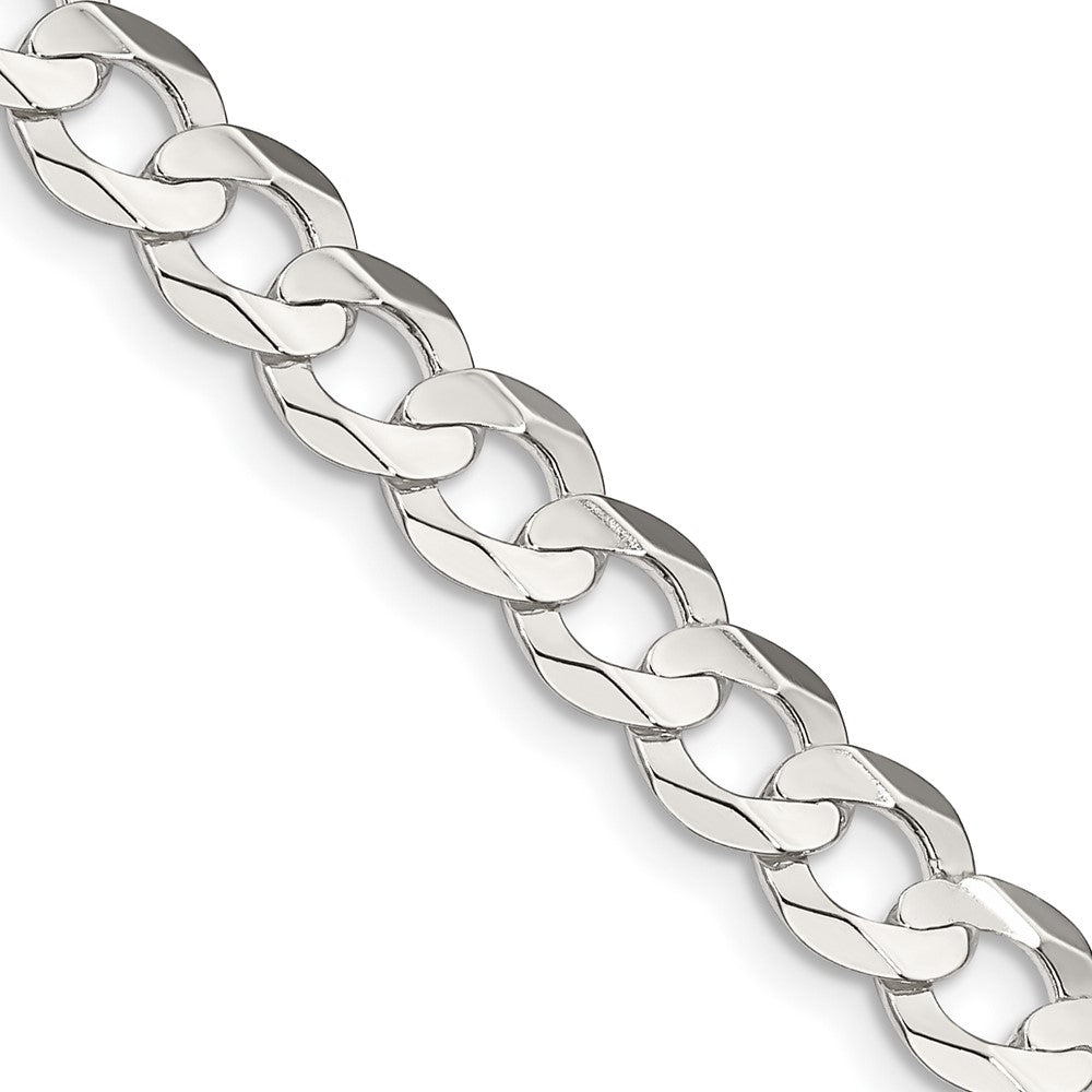 Sterling Silver 6.75mm Concave Beveled Curb Chain 18 Inches