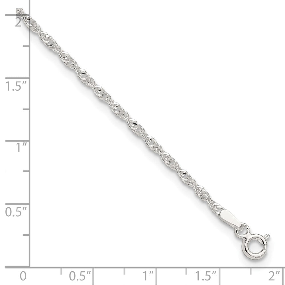 Sterling Silver 9 in Singapore Plus 1in ext. Chain Anklet 9 inches