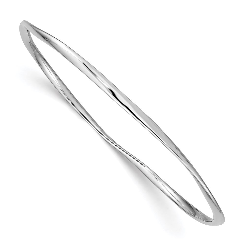 Sterling Silver Rhodium-plated 2.25mm Bangle 8 inches