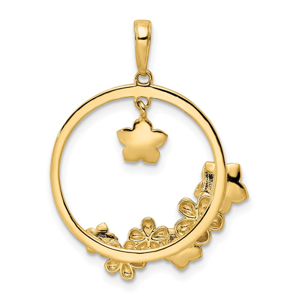 14k and White Rhodium Diamond-cut Flowers Pendant