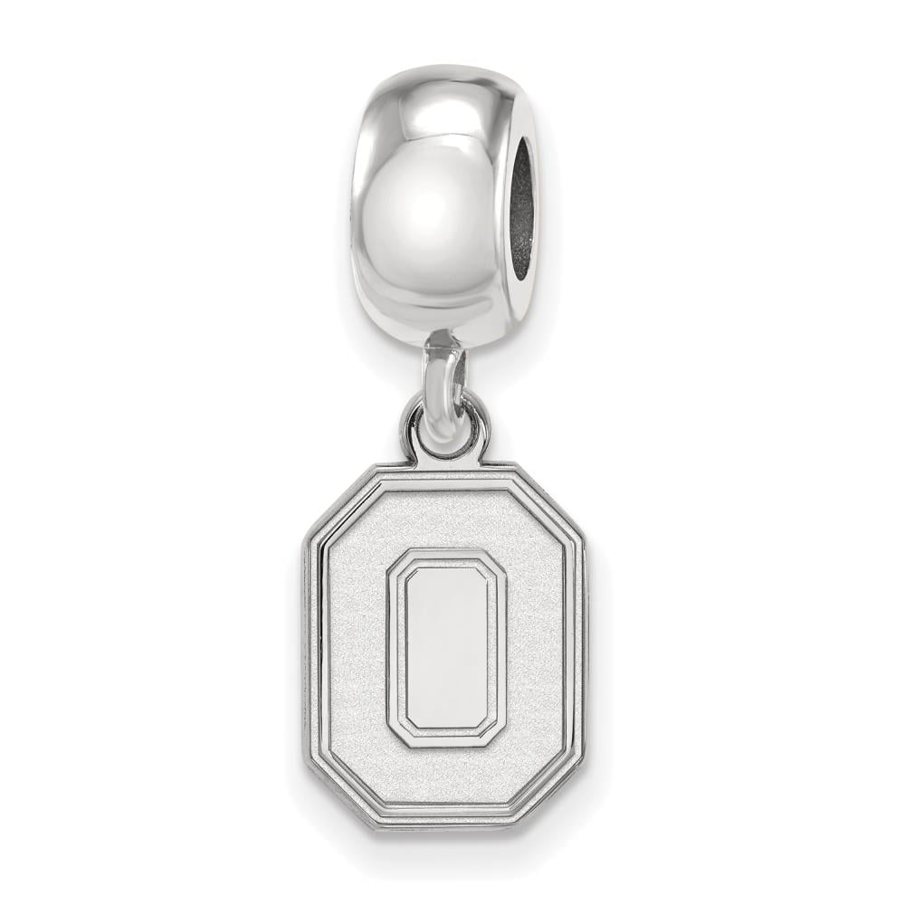 Sterling Silver Rhodium-plated LogoArt The Ohio State University Letter O Small Dangle Bead Charm
