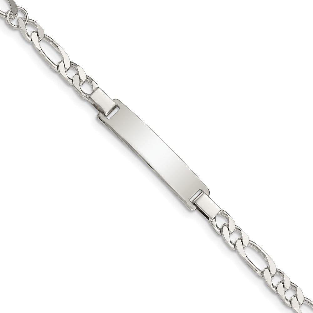 Sterling Silver Engraveable Childrens ID on Figaro Link Bracelet
