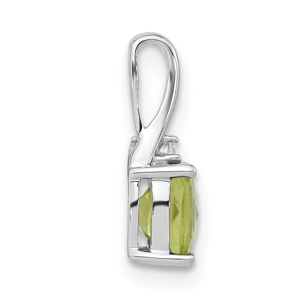 10k White Gold Checkerboard Peridot & Diamond Chain Slide
