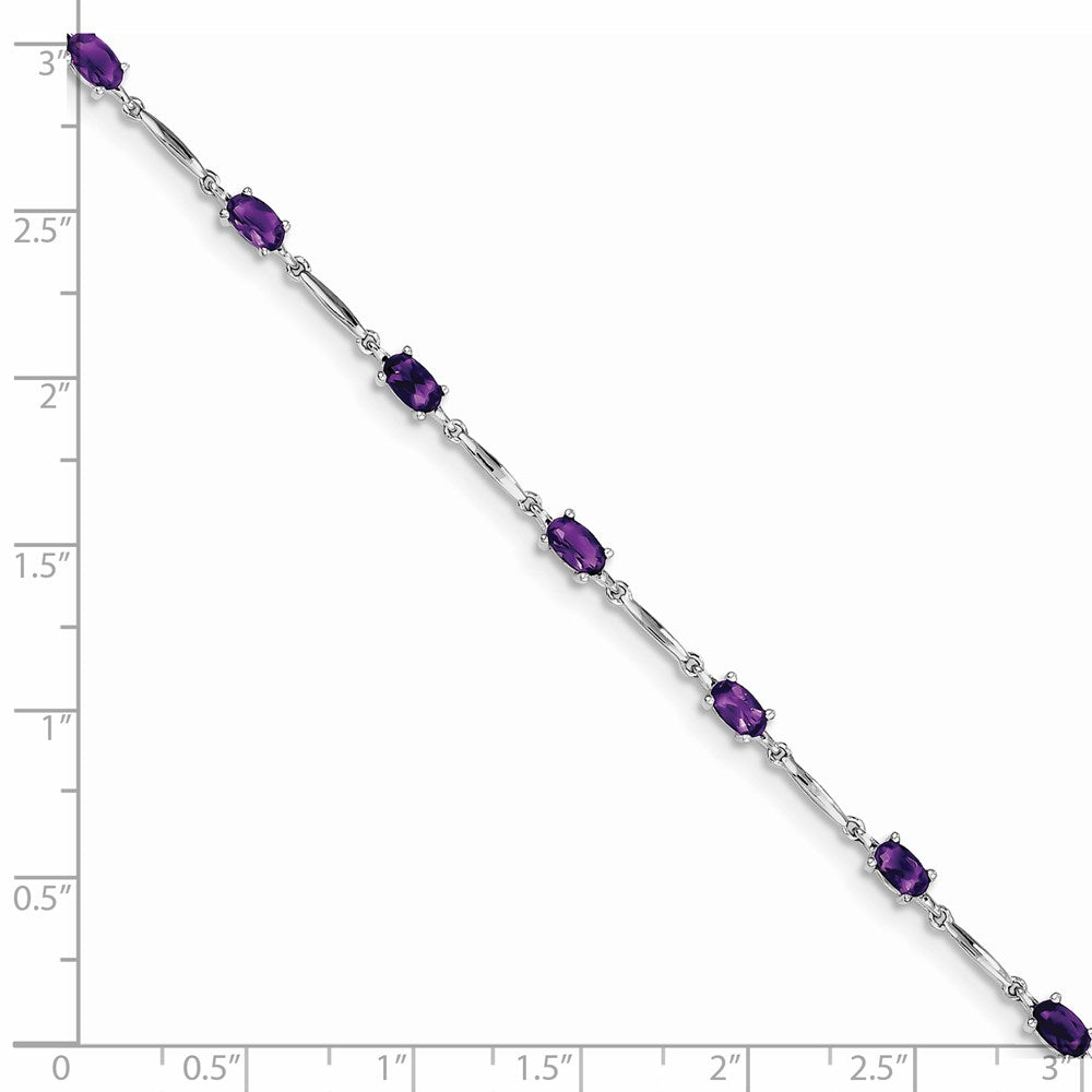 Sterling Silver Rhodium-plated Amethyst Bracelet 7 inches