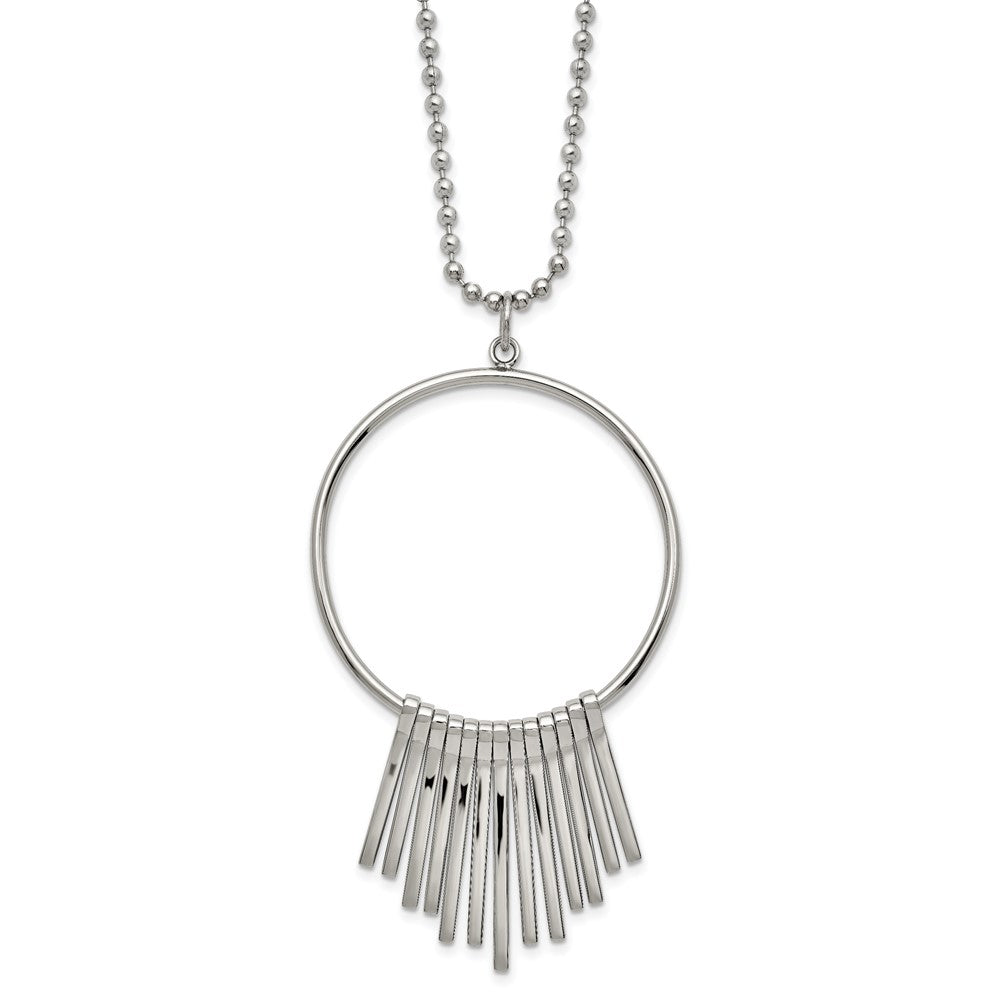 Stainless Steel Polished Circle 22in Necklace