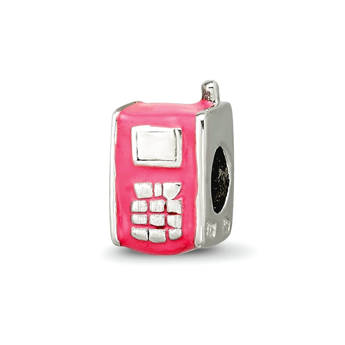 Sterling Silver Reflections Kids Enameled Pink Cell Phone Bead