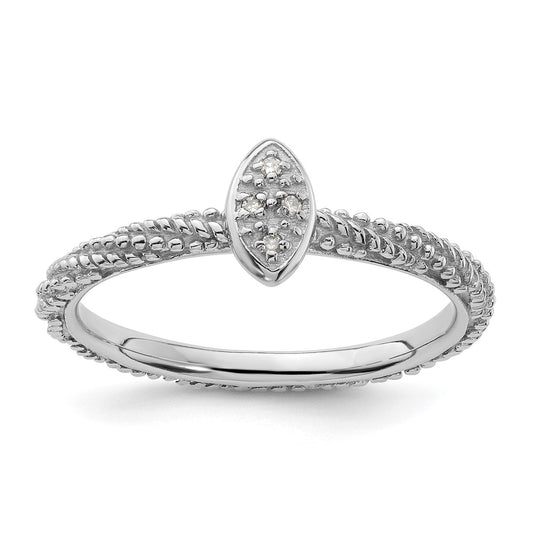 Sterling Silver Diamond Stackable Expressions Textured Ring Size -8
