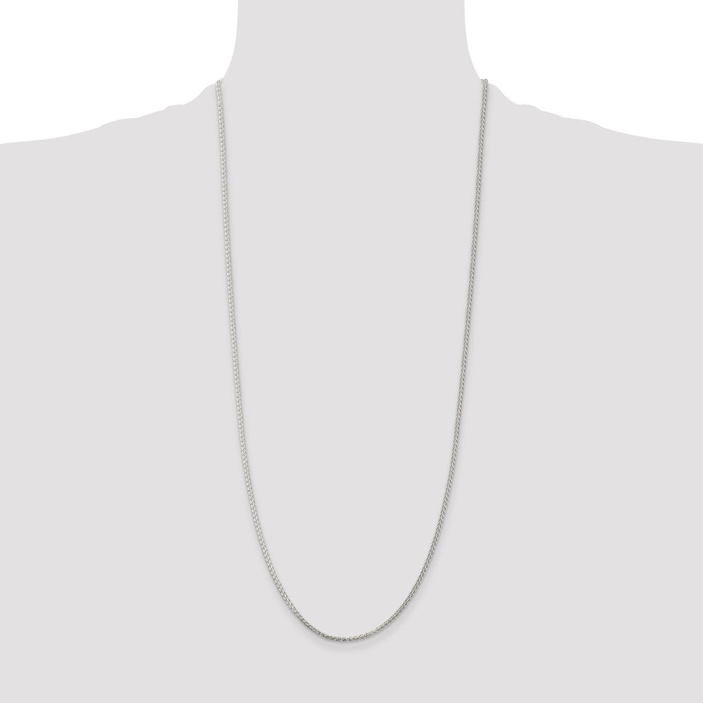 Sterling Silver Rhodium-plated 1.75mm Round Spiga Chain 30 Inches