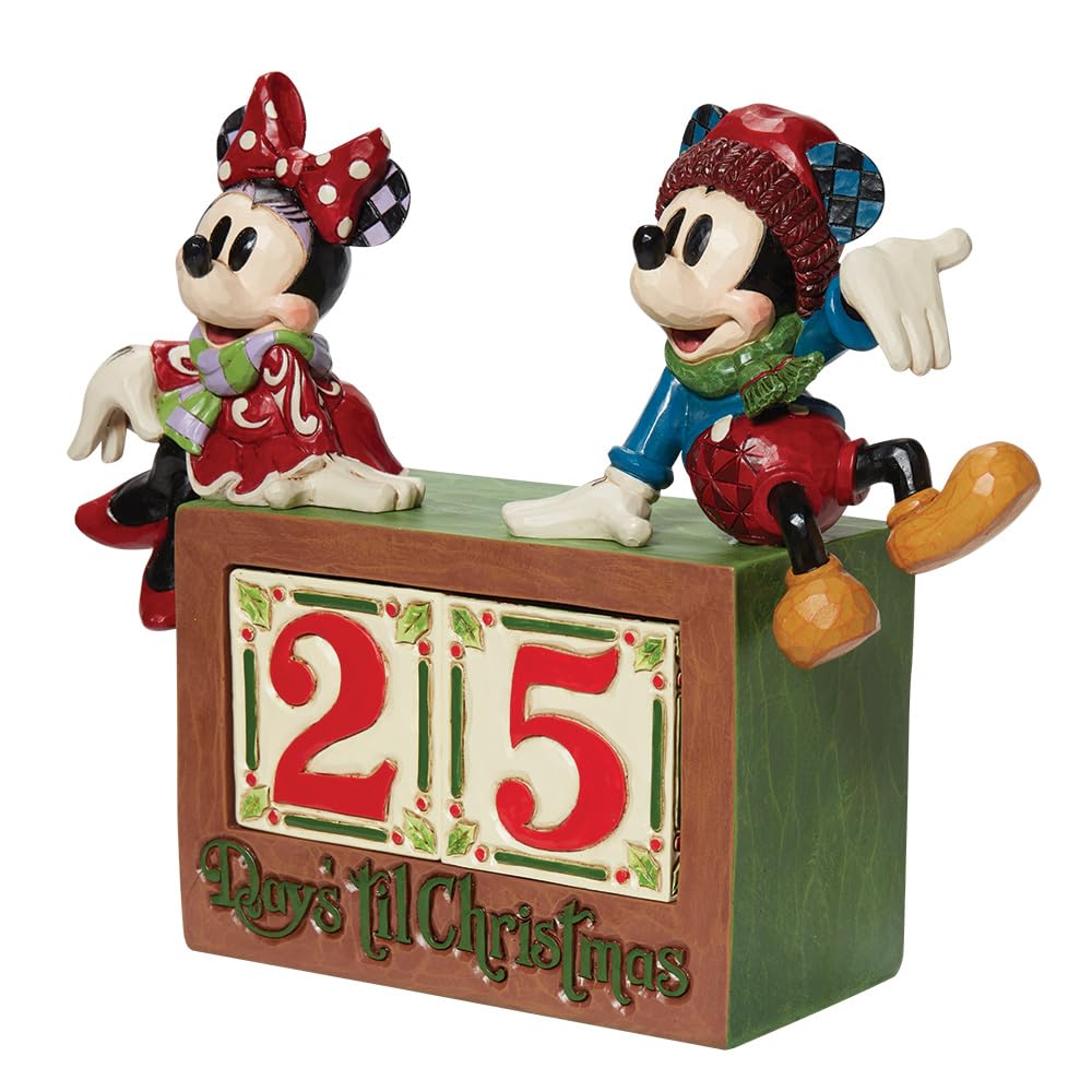 Jim Shore The Christmas Countdown - One Figurine With Two Date Blocks 7.5 Inch, Resin - Calendar Blocks Minnie Mickey 6013057