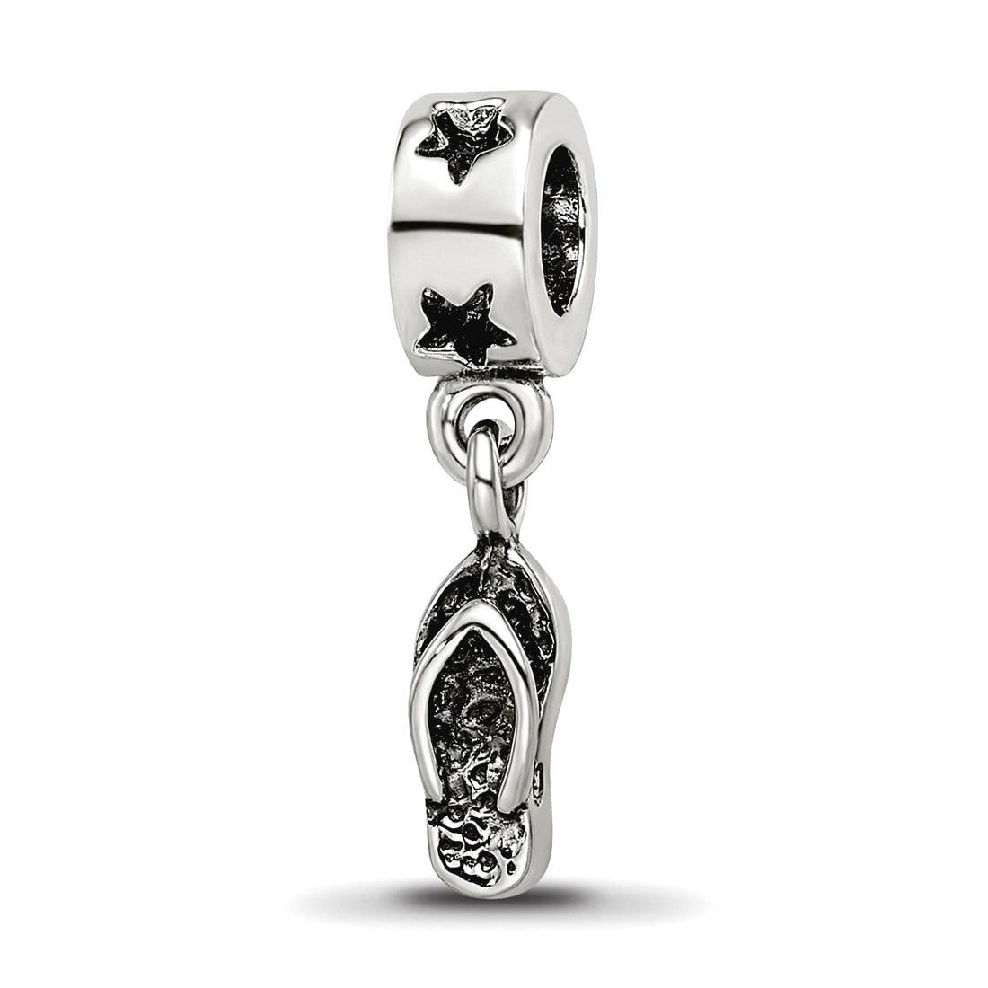 Reflection Beads QRS502 Sterling Silver Flip Flop Dangle Bead - Antiqued & Polished